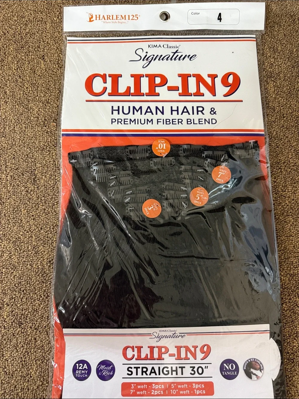 KIMA Classic Signature CLIP-IN9 Human Hair & Premium Fiber Blend - Black Color 4